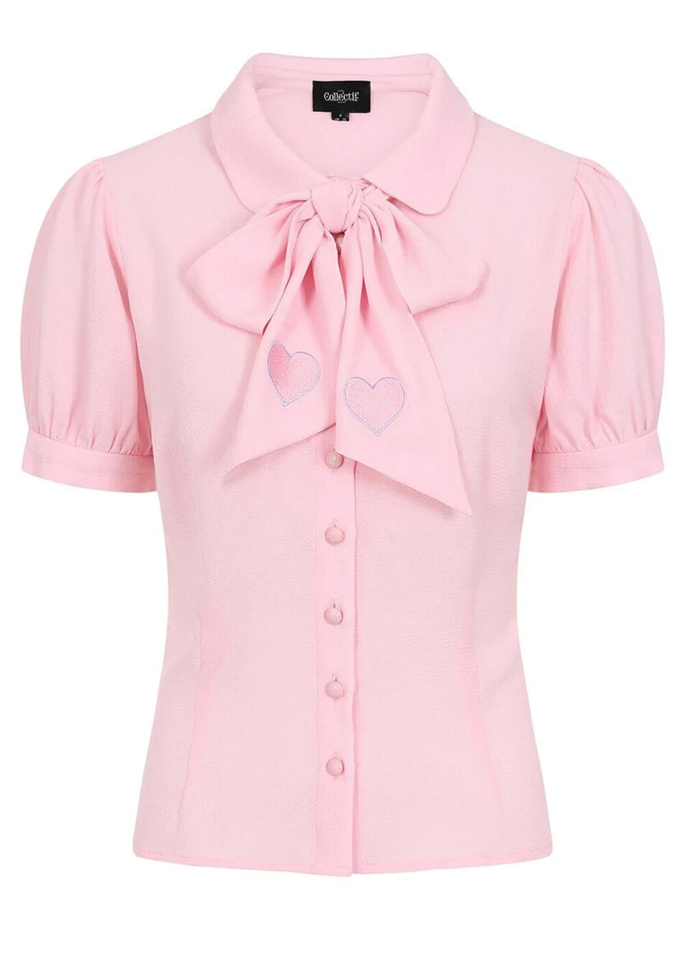 Collectif Erika Sweetheart 40's Blouse Pink New In