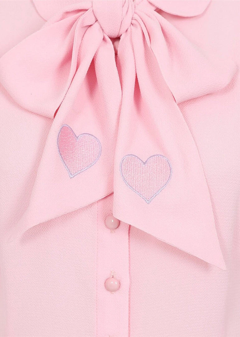 Collectif Erika Sweetheart 40's Blouse Pink New In