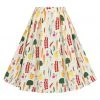 Collectif Marilu Vegetable Medley 50's Swing Skirt Cream New In