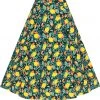New In Collectif Clara Lemon Bloom 50's Midi Swing Skirt Teal