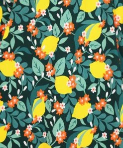 New In Collectif Clara Lemon Bloom 50's Midi Swing Skirt Teal