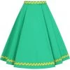 Collectif Matilde Banana Trim 50's Swing Skirt Green New In