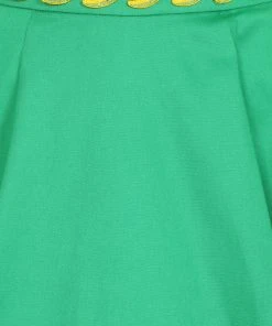 Collectif Matilde Banana Trim 50's Swing Skirt Green New In