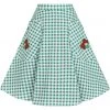 New In Collectif Veronica Strawberry Gingham 40's Swing Skirt Green