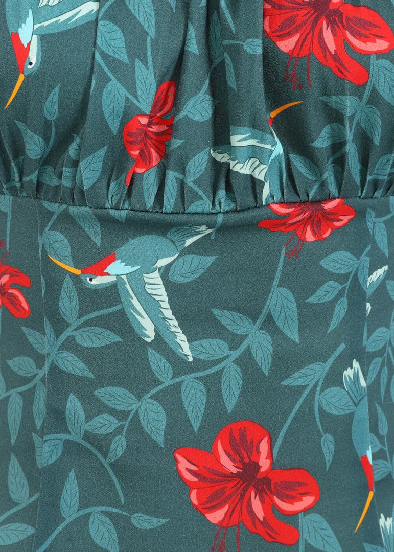 New In Collectif Viviana 50's Hummingbird Eden Top Teal