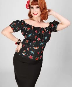 Collectif Viviana Old School 50's Top Black