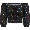 Collectif Stevie Rainbow Polka Dot 60's Top Black New In