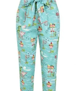 Collectif Eugenia Motel 50's Capris Trousers Blue New In