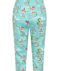 Collectif Eugenia Motel 50's Capris Trousers Blue New In
