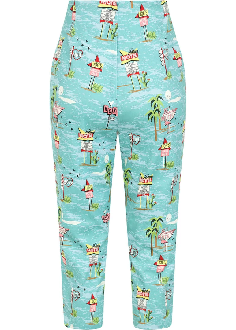 Collectif Eugenia Motel 50's Capris Trousers Blue New In