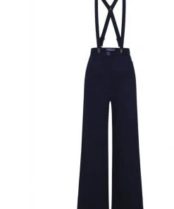 New In Collectif Glinda 40's Trousers With Braces Navy