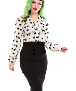 Collectif Agatha 50's Pencil Skirt Black New In