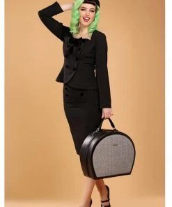 Collectif Agatha 50's Pencil Skirt Black New In