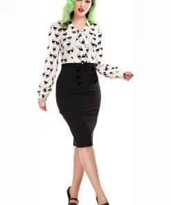 Collectif Agatha 50's Pencil Skirt Black New In