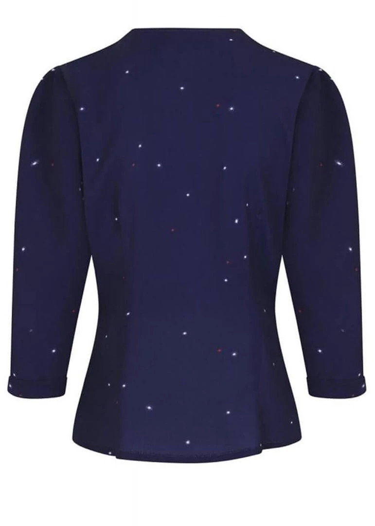Collectif Andra Starry Polkadot 40's Blouse Navy Blue
