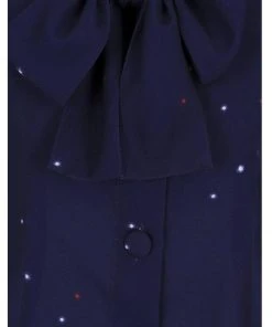 Collectif Andra Starry Polkadot 40's Blouse Navy Blue