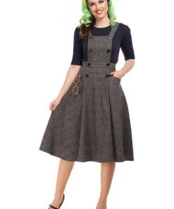 Collectif Brenda Librarian Check 40's Dress Gray