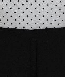 Collectif Kitten Polkadot Mesh 50's Top Black