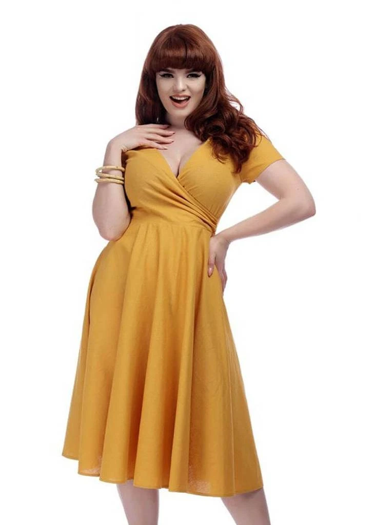 Collectif Maria 50's Swing Dress Mustard