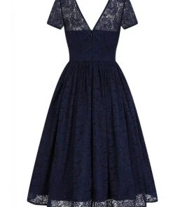 Collectif Nina Lace 50's Swing Dress Navy