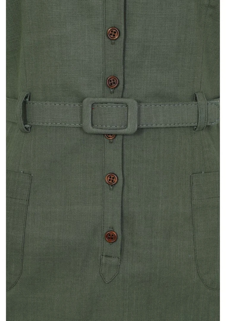 Collectif Caterina Vintage 40's Pencil Dress Olive New In