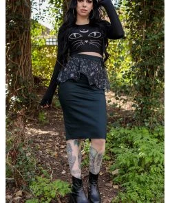 New In Coven United Cat Face 80's Top Black