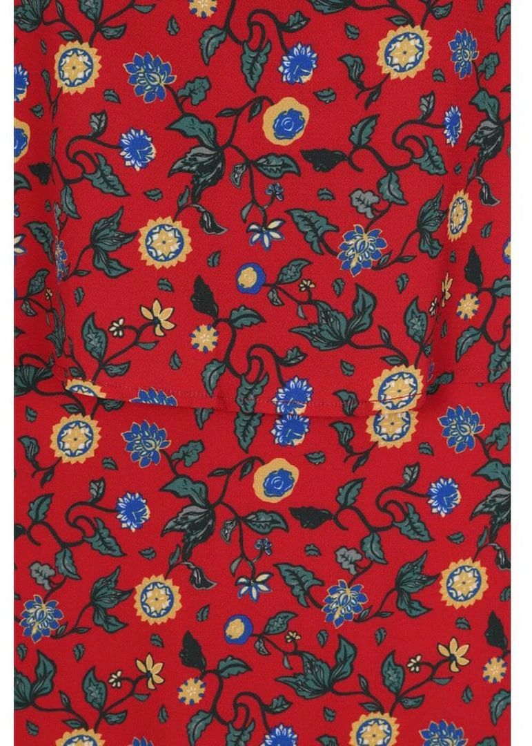 New In Bright & Beautiful Ali Tropical Floral 70's Dress Red