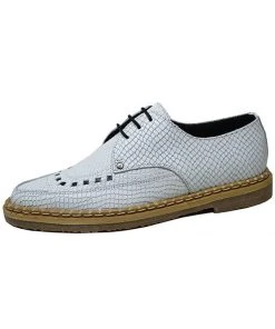 New In Steelground Snake Grain White Leather Creeper