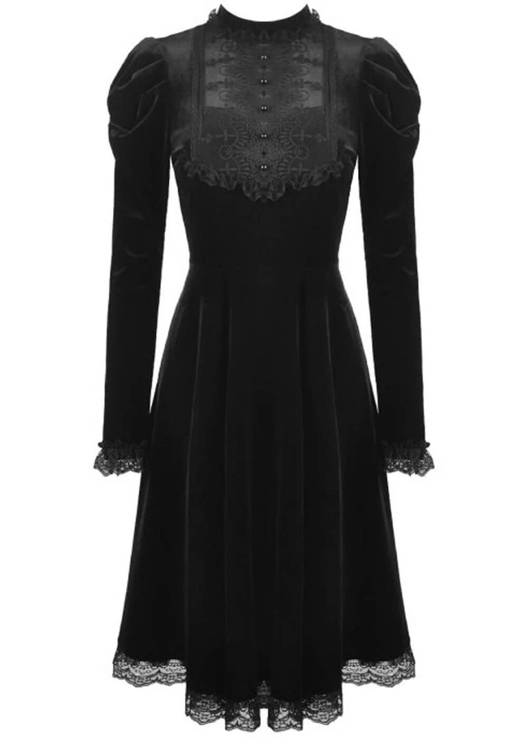 New In Dark In Love Mary Velvet Dress Black