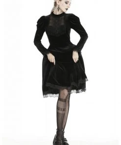 New In Dark In Love Mary Velvet Dress Black