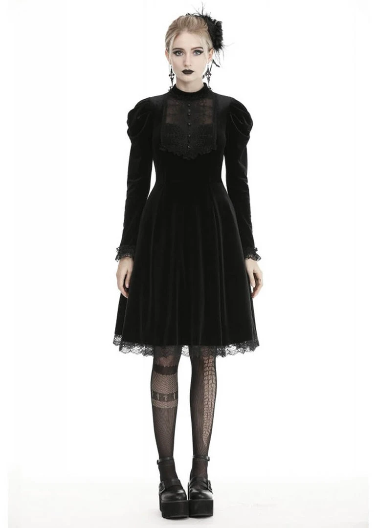 New In Dark In Love Mary Velvet Dress Black