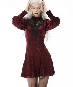 Dark In Love Tangled Velvet Dress Wine