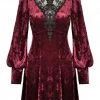 Dark In Love Tangled Velvet Dress Wine