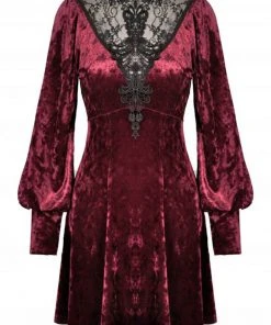 Dark In Love Tangled Velvet Dress Wine
