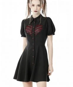 Dark In Love Rope Heart 60's Dress Black New In
