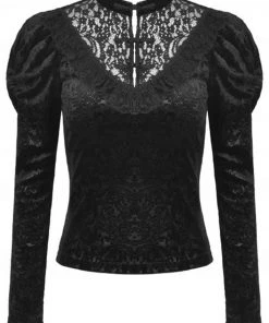 New In Dark In Love Elise Velvet Top Black
