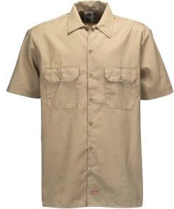 Dickies Mens 1574 Work Shirt Short Sleeves Khaki New In