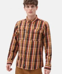 New In Dickies Mens Glenmora Check Shirt Brown