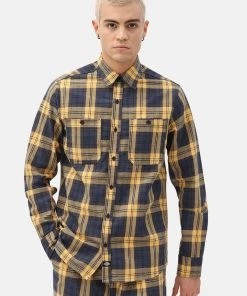 Dickies Mens New Iberia Check Shirt Air Force Blue New In