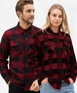 Dickies Mens Sacramento Flannel Shirt Maroon New In