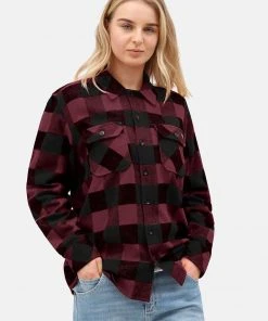 Dickies Mens Sacramento Flannel Shirt Maroon New In
