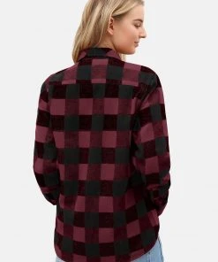 Dickies Mens Sacramento Flannel Shirt Maroon New In