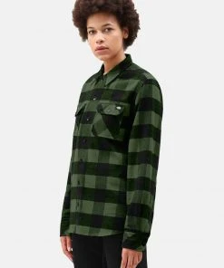 New In Dickies Mens Sacramento Flannel Shirt Pine Green