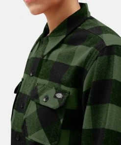 New In Dickies Mens Sacramento Flannel Shirt Pine Green