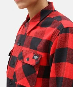 Dickies Mens Sacramento Flannel Shirt Red Black New In