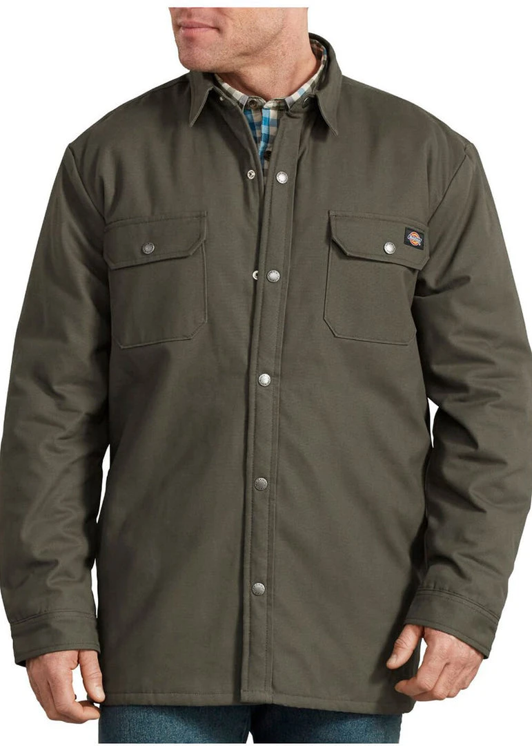 Dickies Mens Lined Shirt Olive Green