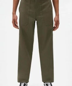 Dickies Mens Funkley Herringbone Trousers Military Green