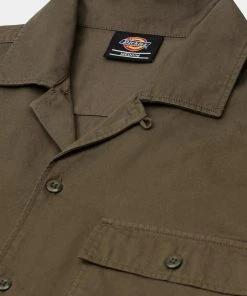 New In Dickies Mens Paynesville Shirt Military Green
