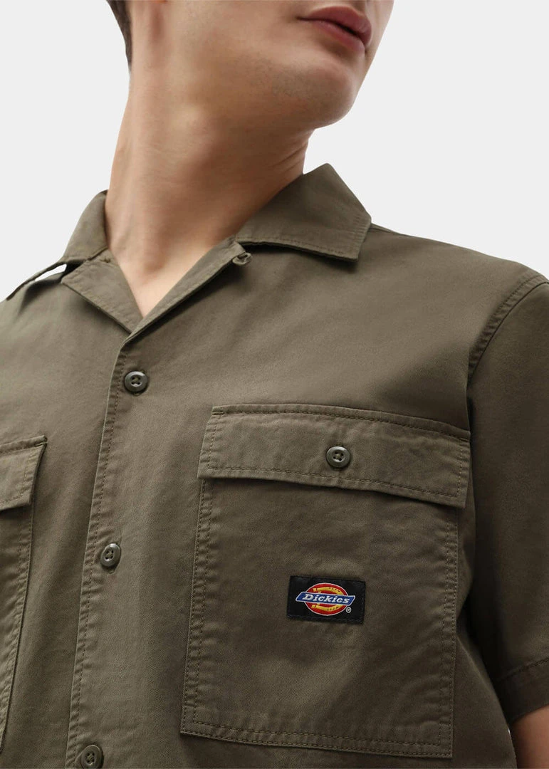 New In Dickies Mens Paynesville Shirt Military Green