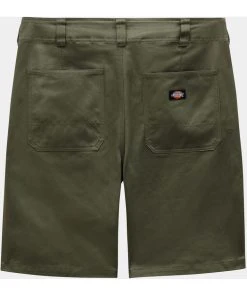 New In Dickies Mens Funkley Herringbone Shorts Military Green